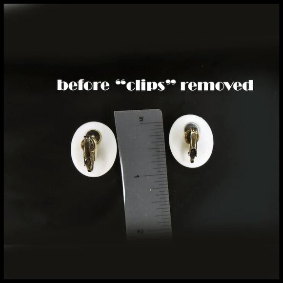 Vintage Floral Post Back Earrings, Flower Decal On Porcelain - Picture 2 of 15